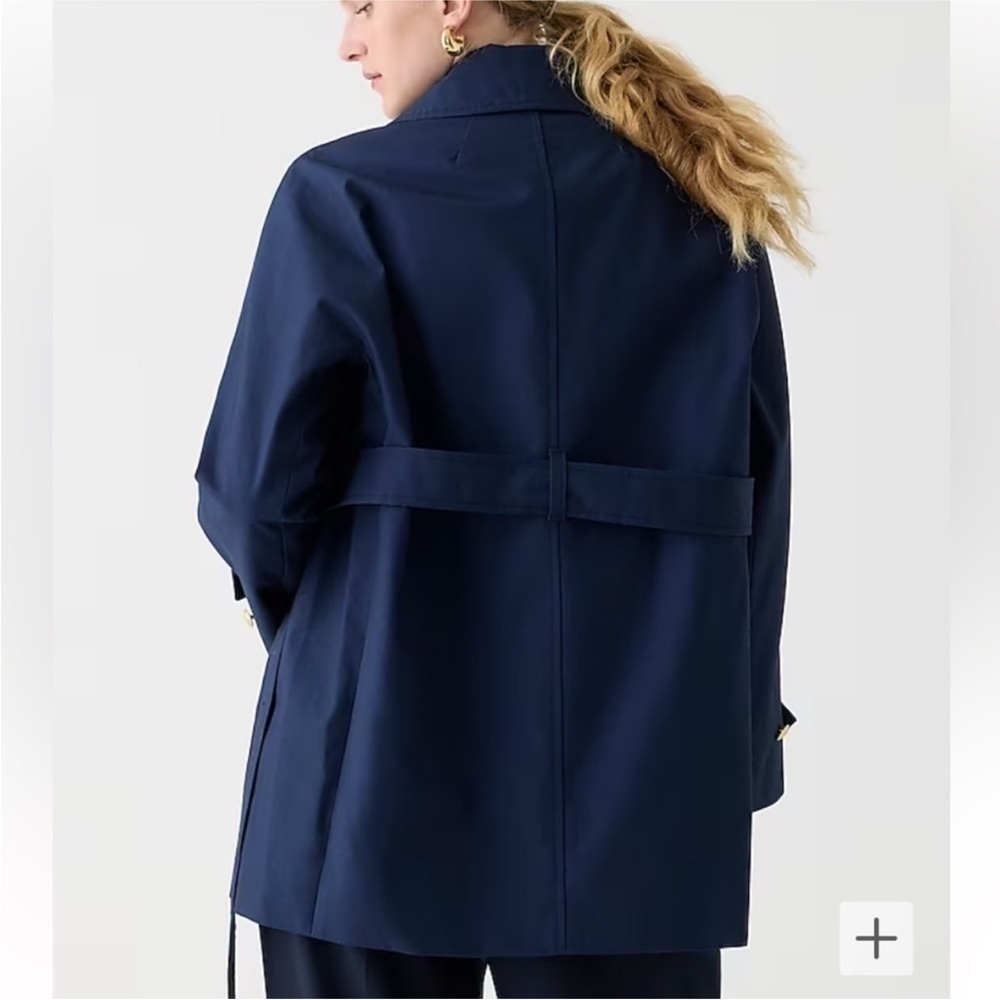 J. Crew Women’s Short trench coat BJ979 Navy Blue Large - Picture 2 of 5